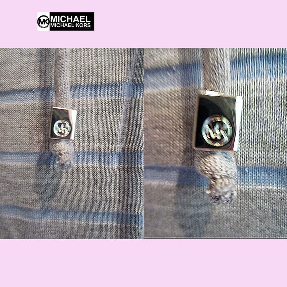 MICHAEL Michael Kors NEW Skater CHAMBRAY BLUE Stripe Drawstring Hoodie L - Picture 7 of 12